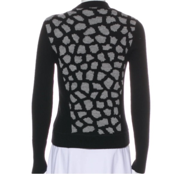 Diane Von Furstenberg Black / Granite Print Sweater Jacket - Picture 3 of 11